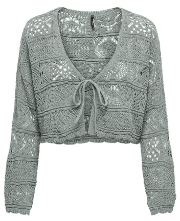 ONLY Onlbeach Life 7/8 Tie Cardigan KNT Noos Crochet, Côté Jade, S Femme