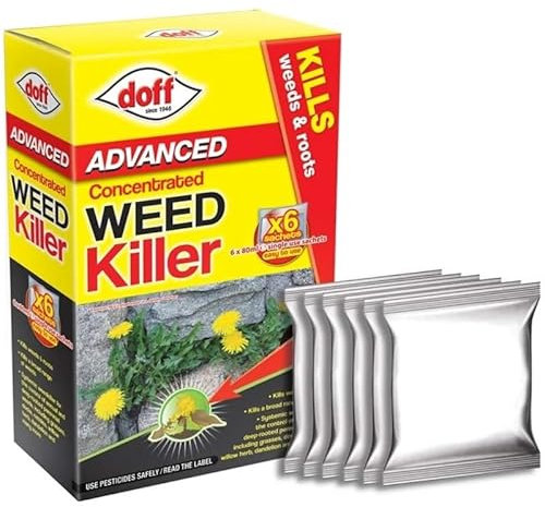 Concentrated Weedkiller 6x80ml - Advanced Maximum Strength Glyphosate Weed Killer - Long Lasting Lawn Garden Drive Way Concentrate Kills Roots Pesticides Brambles Ivy Tree Stump - Strong Weed Killer