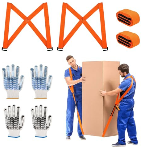 Tragegurte Umzug 2-Personen-Mehrzweck-Möbeltragegurte 237 * 4,5 cm,Tragkraft 380 kg,Einstellbare Größe,Wird mit 2 Paar Anti-Rutsch-Handschuhen Geliefert,zum Transport Möbel,Kühlschränken,Sofas
