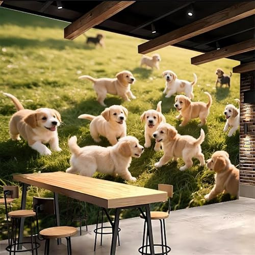 Sfondo Murale Xxl 300x210cm Cane Carino carta da parati tessuto non tessuto Bambini Nelle Aree Rurali Decorazione 3D su tela pittorica, senza interruzioni, per la parete principale della casa