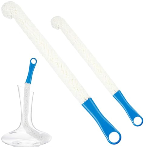 Spazzola per bottiglie flessibile da 2 pezzi da 17/18 pollici, spazzola per la pulizia del decanter del vino con manico, strumenti per la pulizia delle bottiglie sospese per calici, bicchieri, tazze