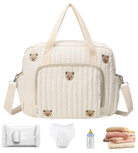 Borsa Per Pannolini | Organizzatore Spazioso e Portatile - Borsa Maternità Da Viaggio Con Orso Dei Cartoni Animati,Per Ospedale, Parto, Viaggi, Vacanze, Asilo , All'aperto, Salviette Umide e Vestiti