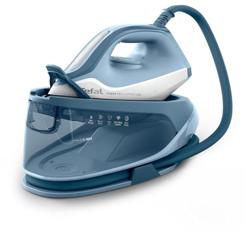 Tefal Power Pro Compact 200 2400W Steam Generator Iron, Anti-Calc | 360 g/min Steam Boost, 120 g/min Continuous Steam, 1.7L Tank, Ceramic Soleplate, Auto-Off, SV6210G0
