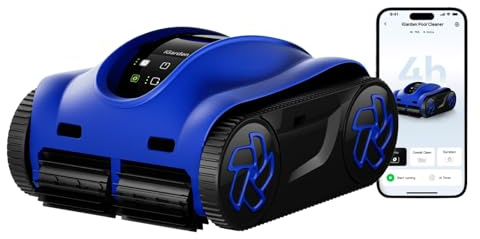iGarden K Robot Piscina Limpiafondos y Paredes, Doble Filtración, 4H de autonomia, Control App, 5 Modos, Pantalla táctil, Temporizador IA, Navegación Inteligente y función Auto Parking