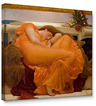 Niwo ART - Flaming June, Frederic Leighton - Oil Painting Reproduction - Giclee Wall Art for Home Decor,Office or Lobby, Gallery Wrapped, Stretched, Framed Ready to Hang (16x16x3/4)