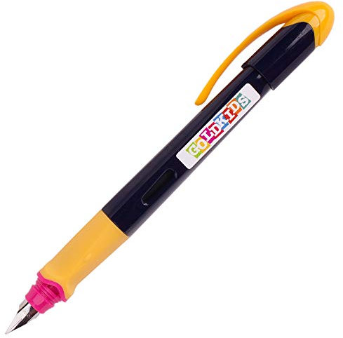 Goldkids ergonomischer Füller inkl. Patrone Füllhalter Grundschule Kinder Linkshänder Rechtshänder Schreiblernfüller (Schwarz)
