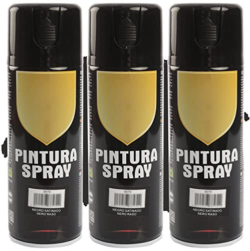 H HANSEL HOME Pintura Spray Negro Satinado 400 Ml - Pack de 3 Unidades