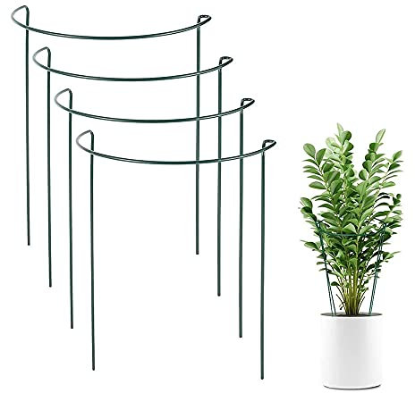 4 Pezzi Anello di Supporto per Piante, Sostegni Piante Pomodori, Supporto per Piante, Semicircolare, Metallo, Aiuta le Tue Piante a Crescere, per Piante per Fiore, Rosa, Giglio, Peonia(40cm x 25cm)