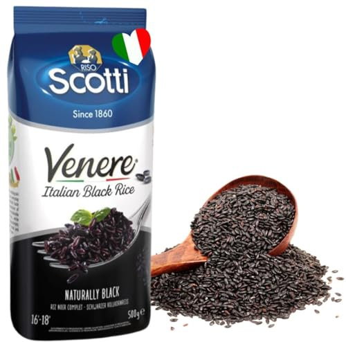 Riz à Grains Noirs, 500 g (1.1 lbs), Produit de l'Italie, Riso Scotti, Venere, Riz de Qualité Premium à Grains Entiers, Sans Blé, Grains Sauvages Entiers Anciens, (500 g (1.1 lbs))