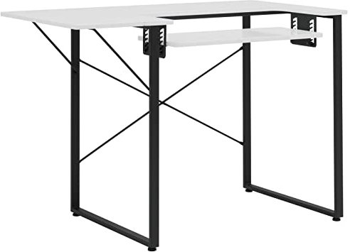 Sewing Online Kleiner Nähtisch, weiße Platte mit schwarzen Beinen – Nähmaschinentisch mit Verstellbarer Plattform und Drop-Leaf-Verlängerung | Quilttisch/Computertisch – 13405