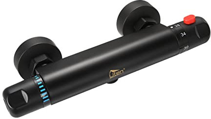 Uten Mitigeur de douche thermostatique à fixation murale anti-brûlure, robinet d'eau chaude et froide, température constante intelligente, noir, A-53