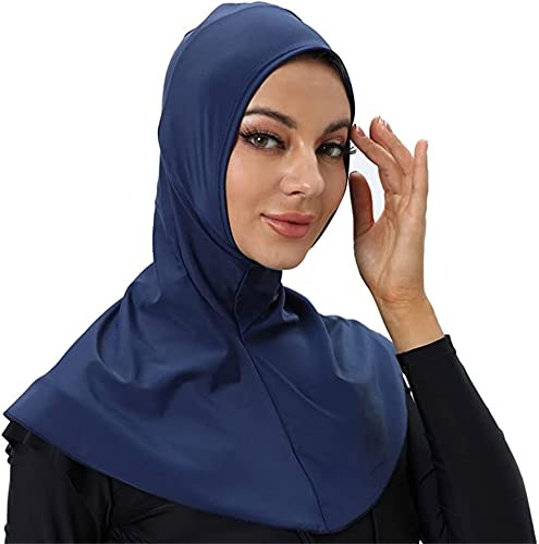 nadamuSun dam simma hijabs full täckning simma halsduk solskydd, Marinblå, M