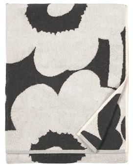 MARIMEKKO Unikko badhandduk i bomullsfrotté (kol) – blommönstrade badhanddukar – 150 cm x 71 cm