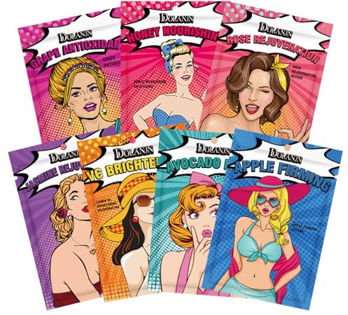 Sheet Mask Pack Daily Care Gesichtstuchmasken 7 Typen, Feuchtigkeitsspendende Gesichtsmaske, Hautreparaturmaske, Sheet Mask Tuchmaske, Maske fürs Gesicht Hauterneuerung Hautberuhigung