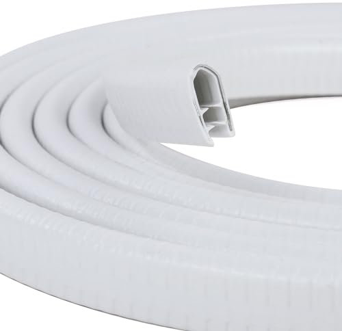 Rubber Edge Trim, U Channel Edge Trim with Metal Clips Edge Guard Protector, PVC Rubber Seal Strip for Sheet Metal, Car Doors, Hatches, Table Corners, Fit 3/64 to 1/4(1.2mm-6.4mm), 6.5Ft, White