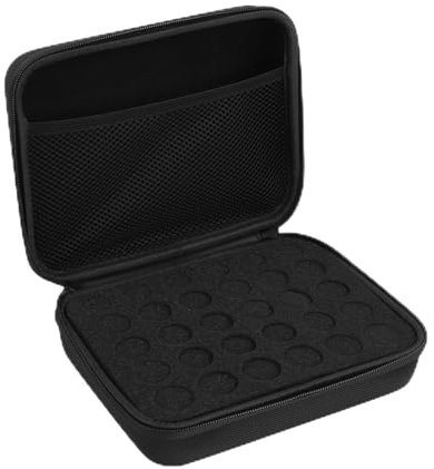 Azonelife 30 Bottles Essential Oil Carrying Case, Durable Hard Shell EVA Essential Oils Organizer Bag with Bottle Opener Labels Nail Polish Storage Box Foam Insert for 5ml 10ml 15ml Bottles