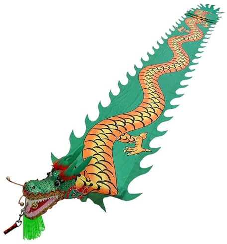 Jongliertücher Kleiner Drachen-Poi mit Kopf- und Schaukelseil-Kombination, Chinesisches Seidendrachenband für Kinder, Outdoor-Fitnessspiele für Den Garten/ Park/ Strand ( Color : Green , Size : 5 m (1