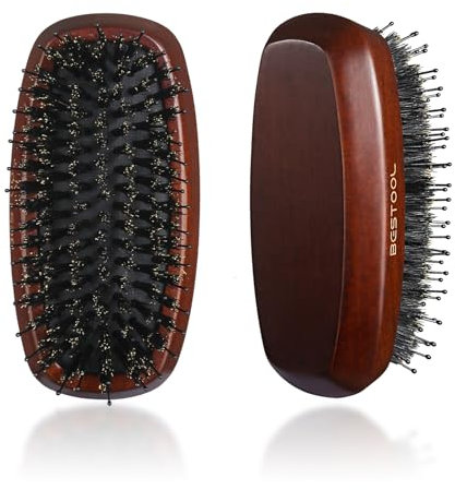 BESTOOL Mini Haarbürste, Tragbare Wildschweinborsten Haarbürste mit Nylonstiften, Kleine Reise Bürste für Damen Herren und Kinder Entwirrung & Glättung