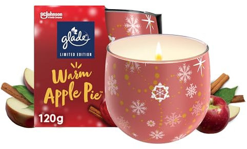 Glade Jar Candle, Scented Candle Infused with Essential Oils, Up to 31 Hour Burn Time, Warm Apple Pie, 120g