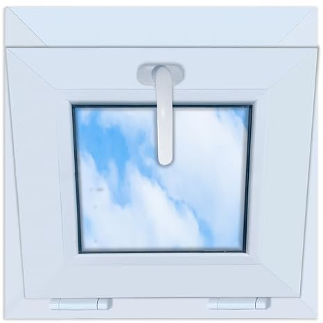 LORAC | Kunststofffenster weiß 450x450mm, 45x45cm, kippbar, Standard-Fenster mit 2-fach Verglasung, energiesparend, Kellerfenster mit CE-Zertifikat, ideal für Wohnräume und Keller