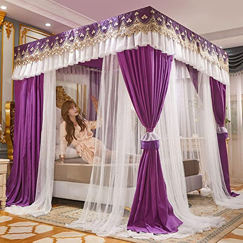 Elegante cortina de cama con dosel de doble capa para camas individual/king de 150 x 200 x 200 cm, ideal para dormitorios de niñas, mejora la decoración y proporciona protección contra mosquitos