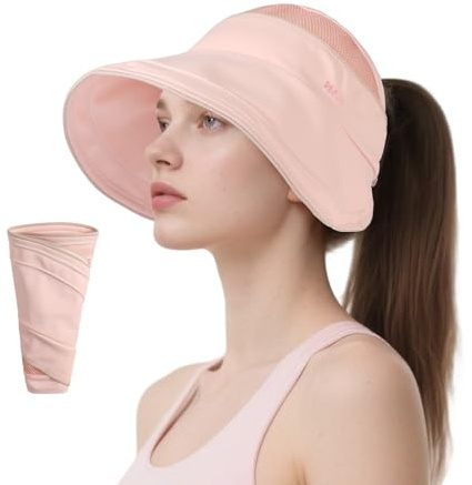 AYPOW Visiere Casquette Femms, Casquette Anti UV À Large Bord, Visières de Soleil Respirant Pliable RéglableChapeau de Soleil pour Golf Tennis Running Cyclisme Activités Extérieures