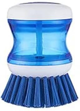 Soap Dispensing Palm Brush, 2PCS Multifunctional Pressing Cleaning Brush, Palm Scrub Refillable Soap Dispensing Washing up Brush with Liquid Dispenser for Dishes Pot Pan Sink Cleaning