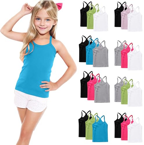 Lot de 3 Fille Débardeurs Coton sous-Vêtements Enfants Tee Tops Solid Haut Décontracté Camis D'Été Tank Top Respirant Camisole Classiques T-Shirts à Manches Courtes Sport Tantop Garçon Débardeur