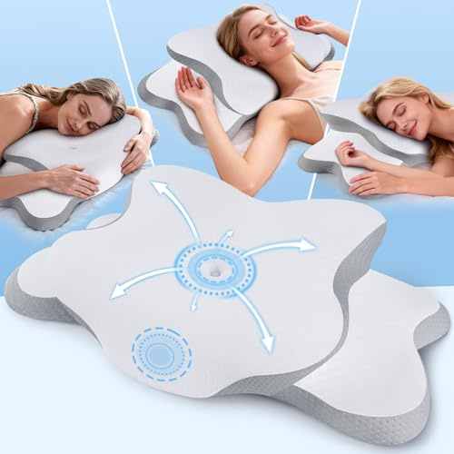 XSIVOD Oreiller Cervical Ergonomique pour Les Dormeurs sur Le Côté, Le Dos Et Le Ventre, Oreiller Memoire Forme pour Le Cou et Les Épaules, avec Taie d'oreiller, pour Un Sommeil Profond, Blanc
