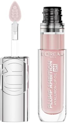 L'Oréal Paris - Huile à Lèvres à l'acide hyaluronique - Gloss Non Collant - Texture Légère - Acide Hyaluronique Repulpant et Hydratant - Formule Réagissant au pH - Plump Ambition - Teinte : Rose