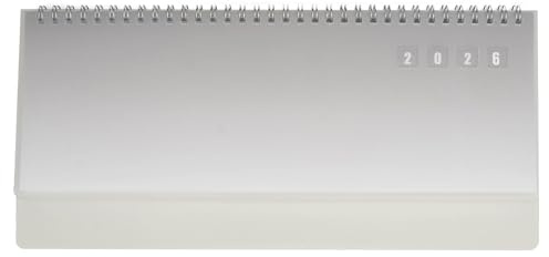 LEIVESTE - Skrivbordsplanerare, veckokalender 2026, hårt plastfodral, från januari 2026 till december 2026, spiralbindning (vit)