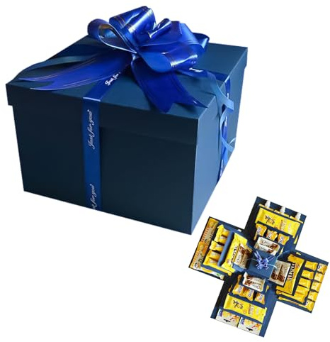 Scatola Regalo Creativa a 5 Strati, Scatola Snack con Nastro e Nastro Biadesivo,Creativa Scatol di Esplosione,Scatol Sorpresa Fai Da Te per Compleanni, San Valentino, Matrimoni, Anniversari (blu)