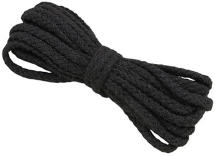 Hedayu 10 Meters Black Rope, Cotton Rope, Soft Thick Macrame Cord 5mm, Black String for DIY Projects Gardening Bundling Sewing Gift Package Cat Scratcher Scene Decoration