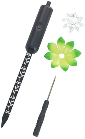 Maximex LED fuktmätare för växter, fuktmätare och vattenindikator för inomhusväxter, mäter fuktighet i blomjord, batteridriven, Ø 5 x 19 cm