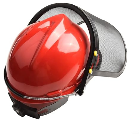 Yhenlovtt Copertura per casco di sicurezza per motosega, struttura leggera in plastica e rete, fascia regolabile per uso esterno