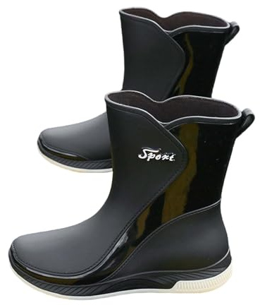 Generiska gummistövlar dam korta slip-on-stövlar, trädgård ankelstövlar gummi dam, vattentäta regnskor halkfria regnstövlar slip-on casual gummistövlar lätta vattenskor utomhusskor