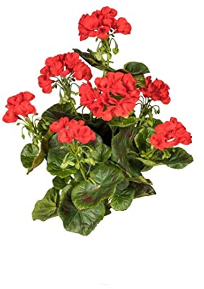 Pianta artificiale geranio rosso fiorito, resistente ai raggi UV da 40 cm – Pianta artificiale da infilare