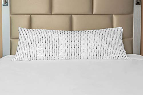 Ambesonne Arrow Body Pillow Case Cover with Zipper, Hand Drawn Linked Endless Arrows Pattern Vintage Tribal Illustration Artwork Print, Decorative Accent Long Pillowcase, 21 x 54, Grey