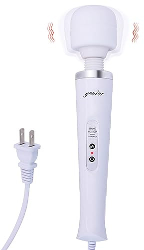 YEVIOR Wired Powerful Handheld Massager with 10 Pulse Settings Strong Vibration for Women,Personal Total Body Therapy Massager for Sports Recovery, Muscle Aches, Body Pain (White)