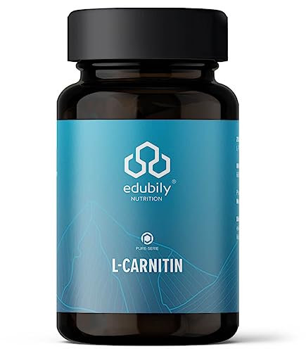 edubily nutrition® L Carnitin Kapseln • 250 mg reines Carnitin aus Acetyl-L-Carnitin pro Kapsel • Vegan • Nur Reisstärke als Füllstoff • 60 Kapseln im Braunglas