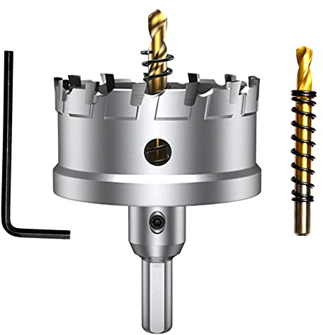 ASNOMY 80 mm T.C.T, Broca para sierra perforadora con punta de carburo de tungsteno para metal, con 2 brocas para metal duro, acero, hierro, madera, plástico