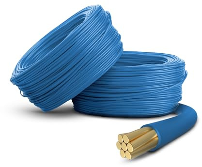 Primes DIY 1.5mm Single Core Conduit Cable, 6491X Copper PVC Earth Wire, BASEC Approved – Blue Neutral (80 Meter)