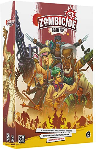 Asmodee Cmon Zombicide Gear Up - brädspel - kortspel - kooperativt spel - flip-and-skriv - spel för vuxna och barn från 14 år - 1 till 6 spelare - svensk version
