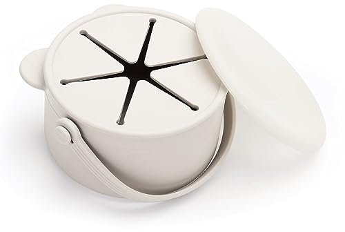 Orzbow Tasse à Collation Silicone, Boîte Goûter Enfant avec Poignées et Couvercle, Passent au Lave-Vaisselle, Étanchéité à la Poussière et aux Déversements, Beige