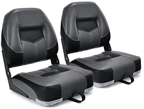 GOPLUS 2er Set Bootssitz, Bootsstuhl mit Klappbarer Rückenlehne, Hochelastischer Schaumstoff, PVC, PP, Wetterfest, Langlebig und Wasserdicht, UV- Beständig, Anglerstuhl für Yachten & Boote