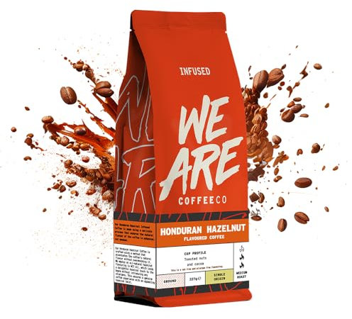 We Are Coffee Co - Honduran Hazelnut Flavour Infused Ground Coffee | Single Origin Arabica | Omni Grind 227g | Medium Roast | Flavoured | Freshly Roasted in the UK