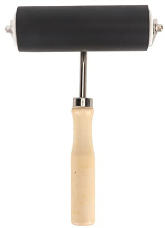 Gummi Brayer Rolle 10cm Tintendruck Kunsthandwerk Linoldruck Gummiwalze Roller mit Holzgriff, Stamping Brayer Roller für Drucken, Malen, Tapeten