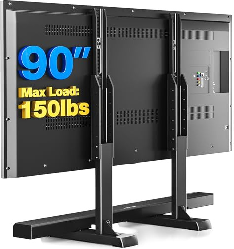 Rfiver Table Top TV Stand with Height Adjustable TV Legs, TV Stands Base with Cable Management for Most 37 to 86 90 Inch Flat or Curved TVs, Steel TV Feet Holds up to 150 lbs, Max VESA 800x600mm