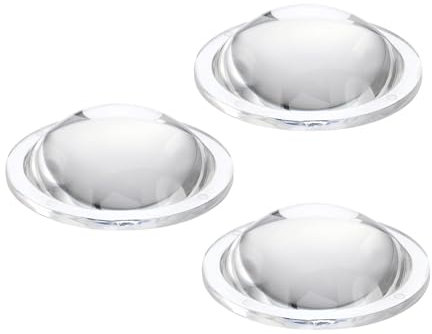PATIKIL Diamètre 45mm Lentille Convexe Plate, 3 Pcs Hauteur 14mm PMMA Acrylique LED Optique Lentille Convexe Condenseur Avec Bord Pour Lampe Torche Voiture Vélo Projecteur, Transparent