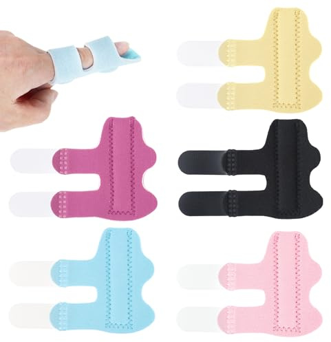 Larrel 5 PCS Finger Splint, Universal Finger Brace Comfortable Fingers Cast Pointer Thumb Guard Fingers Protectors Stabilizer for Kids Women Men Middle Index Rings Pinky Support (5 Color)